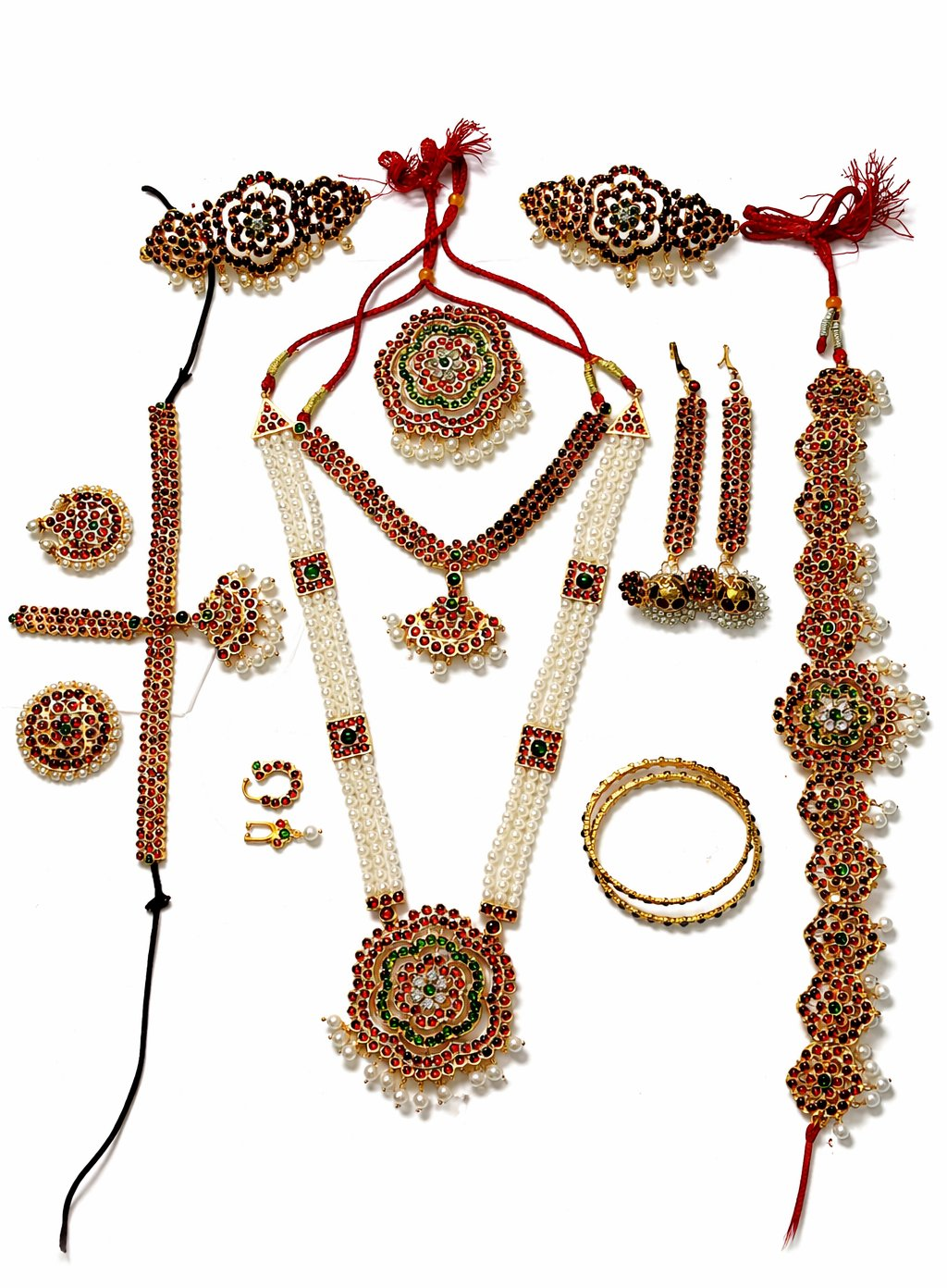 Elite Trading Bharatanatyam Dance Jewelry Set for Kids Traditional Temple Design Stage Performance Accessories, (6 to 14 years) | Grocsy