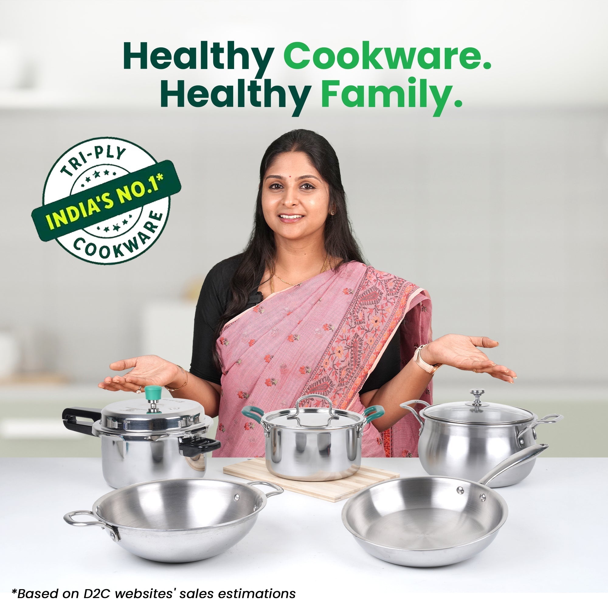 The Indus Valley TurboCuk Tri-ply Stainless Steel Biryani Cooking Pot/Casserole, Premium Quality, 3 Layer Thick Body, Cool Silicone Handles, 100% Toxin-free, Non-stick, Induction & Gas, Spatula, 2.9L | Grocsy
