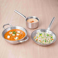 The Indus Valley TurboCuk Tri-ply Stainless Steel Cookware Set: 2.2L Kadai+ 1.4L Frypan+  1.2L Tea/Milk pan, Premium Quality, 3 Layer Thick Body, 100% Toxin-free, Non-stick, Induction & Gas | Grocsy