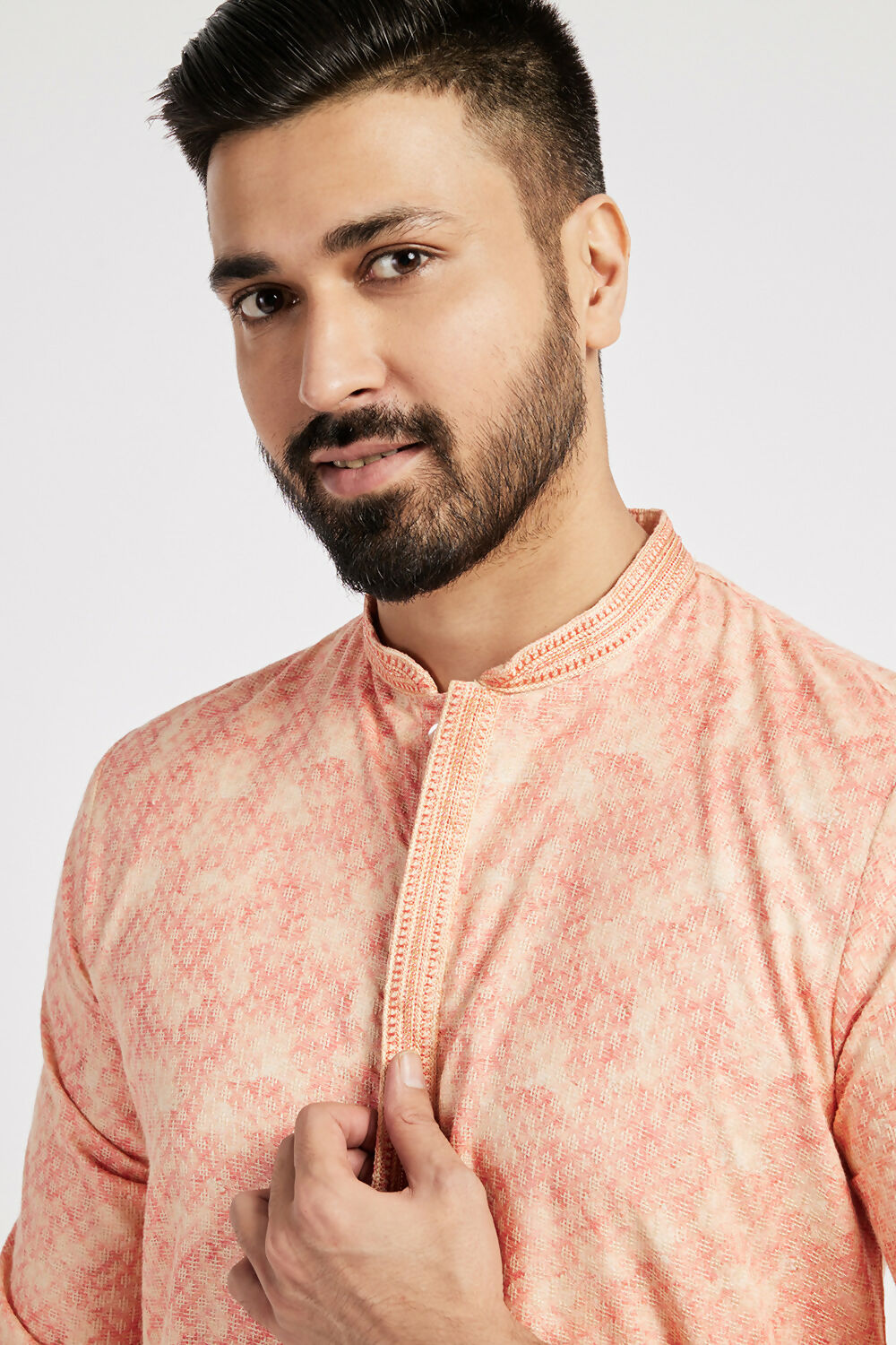 Ethnic India Peach Men's Kurta | Grocsy
