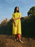 trueBrowns Lime Cotton Dobby Kurta Pant Set | Grocsy