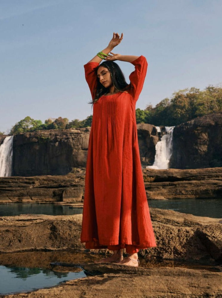 trueBrowns Carrot Cotton Dobby Kurta Pant Set | Grocsy