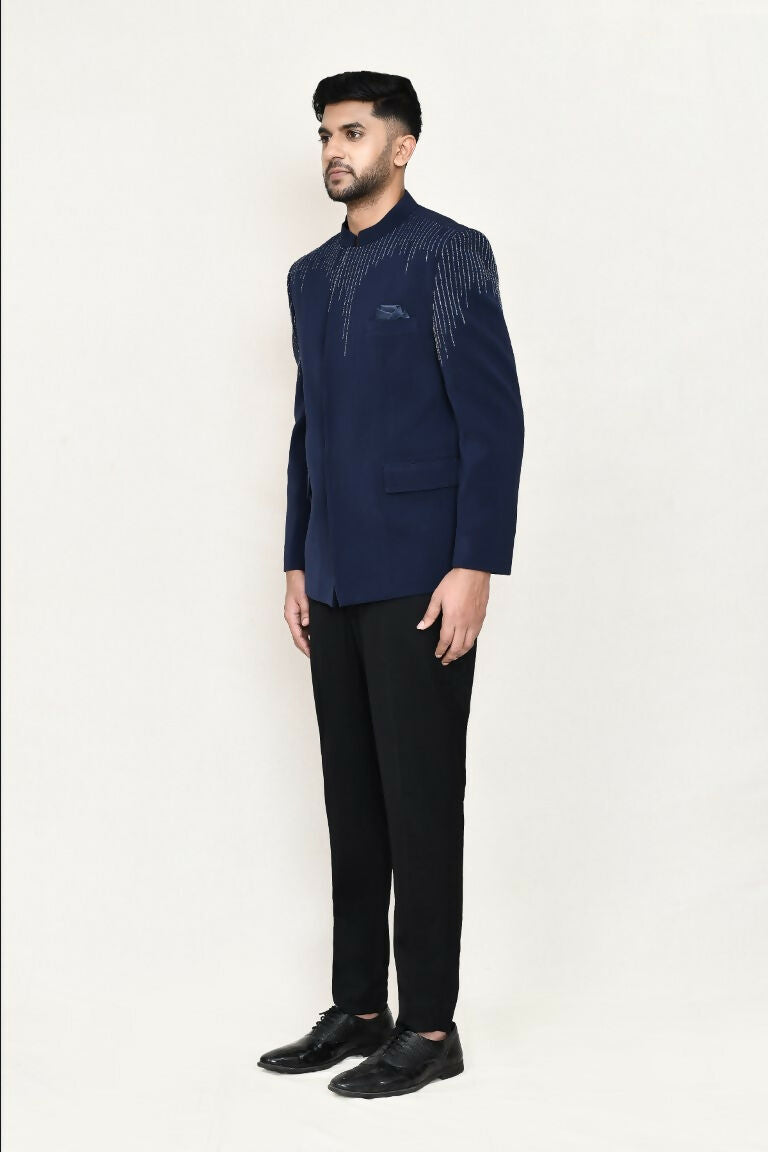 Joban Fashion Blue Colored Terry Rayon Fabric Prince Coat With Pant | Grocsy