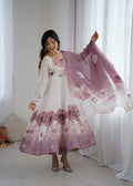 Teeya Creation Onion Color Soft organza Silk Digital Print Party Wear Gown | Grocsy