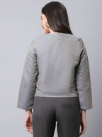 Even Apparels Grey Polywool Open Front Statement Women's Jacket (BF006) | Grocsy