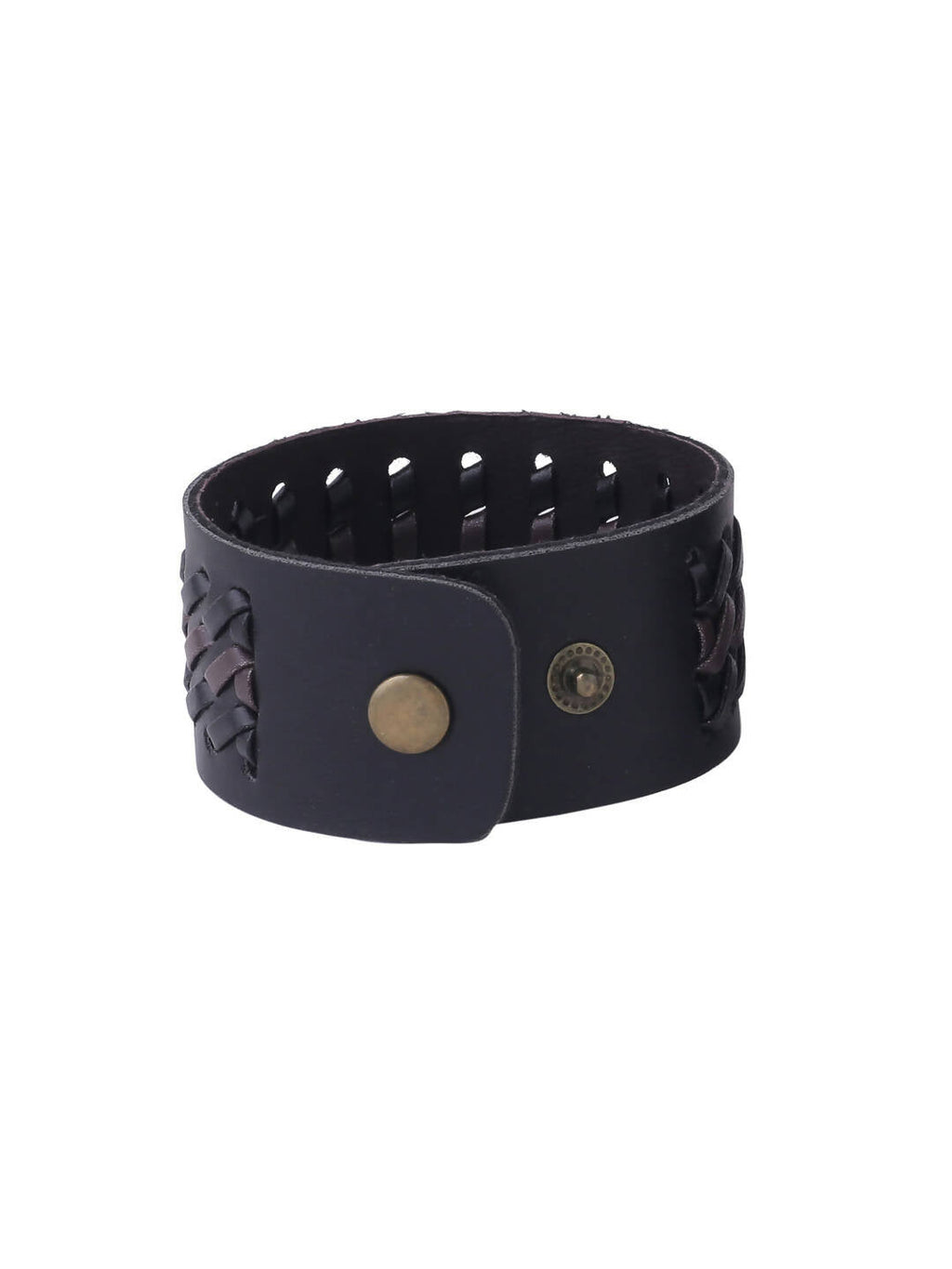 NVR Men's Black Leather Bracelet | Grocsy