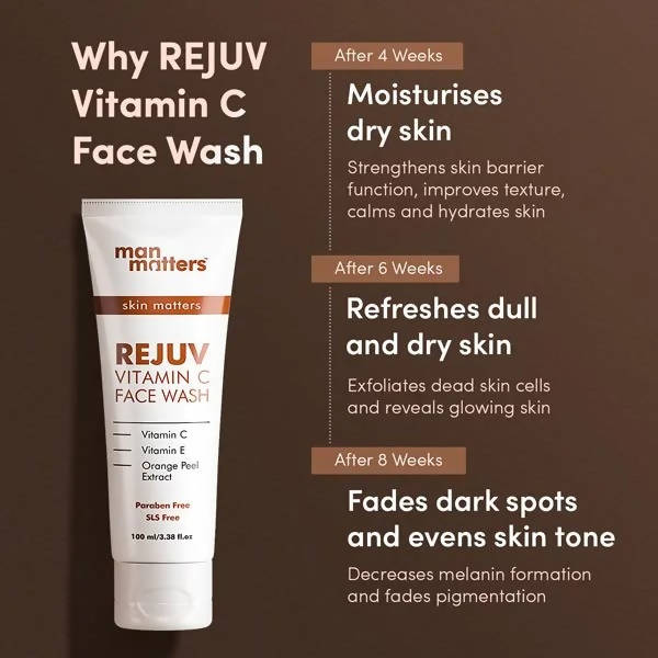 Man Matters Rejuv Vitamin C Face Wash for Men, Paraben & SLS Free | Grocsy