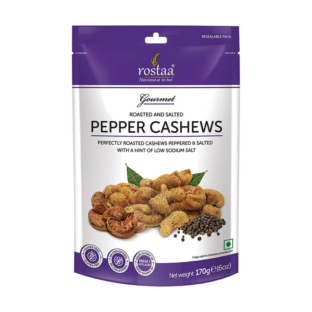 Rostaa Roasted & Salted Pepper Cashews | Grocsy