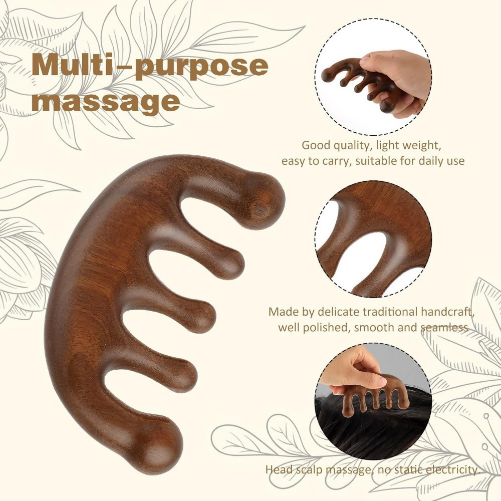 Bronson Professional Wooden Scalp Massager Comb Gua Sha For Hair Growth | Grocsy