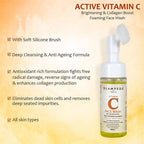 Glamveda Active Vitamin C Brightening & Collagen Boost Foaming Face Wash With Soft Silicone Brush | Grocsy