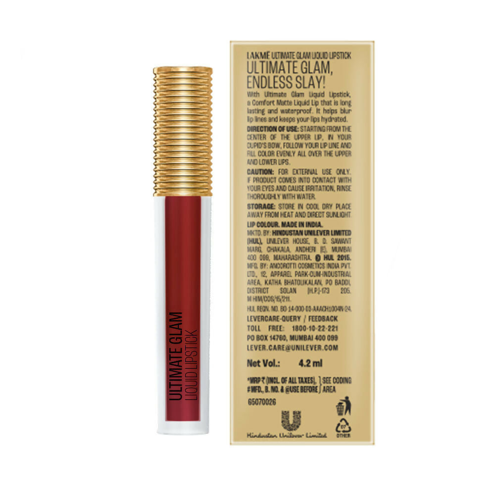 Lakme Ultimate Glam Matte Liquid Lipstick - Red Velvet | Grocsy