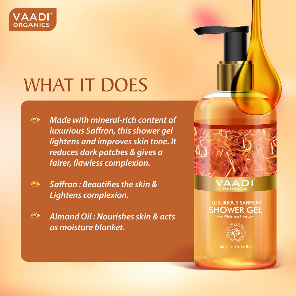 Vaadi Herbals Luxurious Saffron Shower Gel | Grocsy