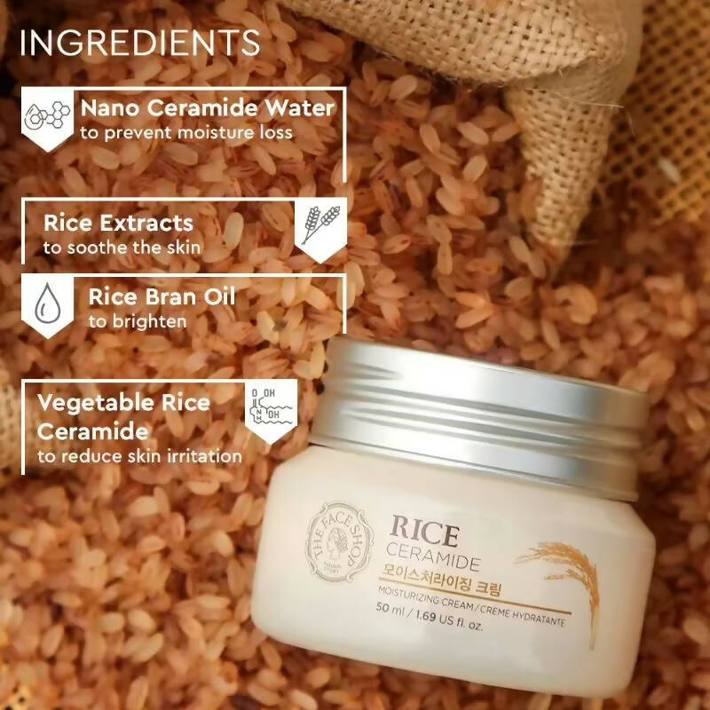 The Face Shop Rice & Ceramide Moisturizing Cream - Korean Skincare | Grocsy
