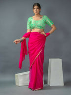 Amodini Designer Studio Women's Banarsi Brocade Rama Green Blouse | Grocsy