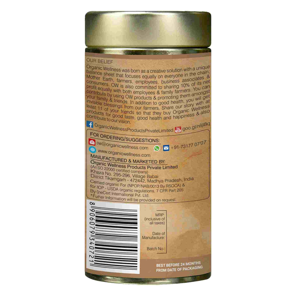 Organic Wellness Tulsi Brahmi Tin Pack | Grocsy