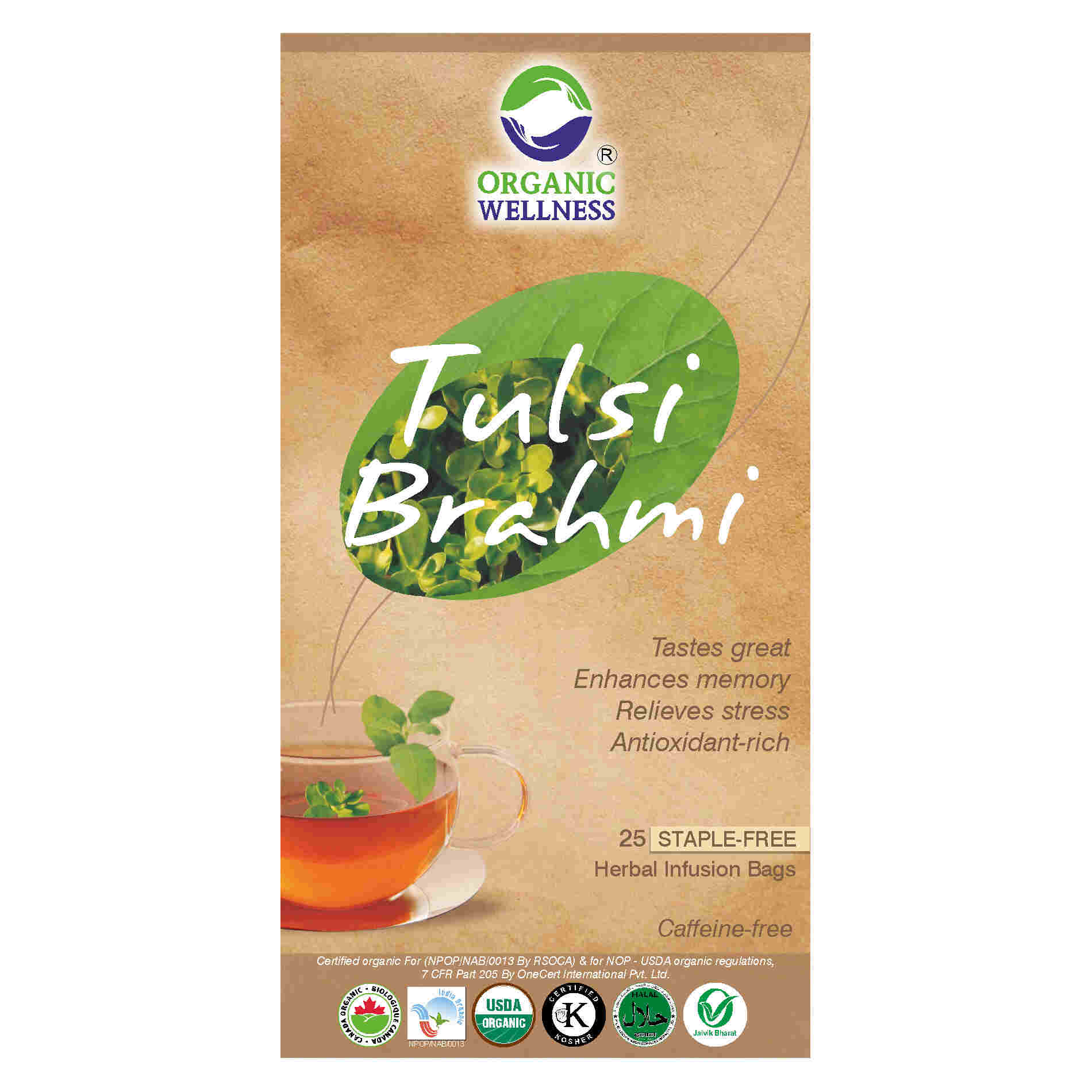 Organic Wellness Tulsi Brahmi Teabags | Grocsy