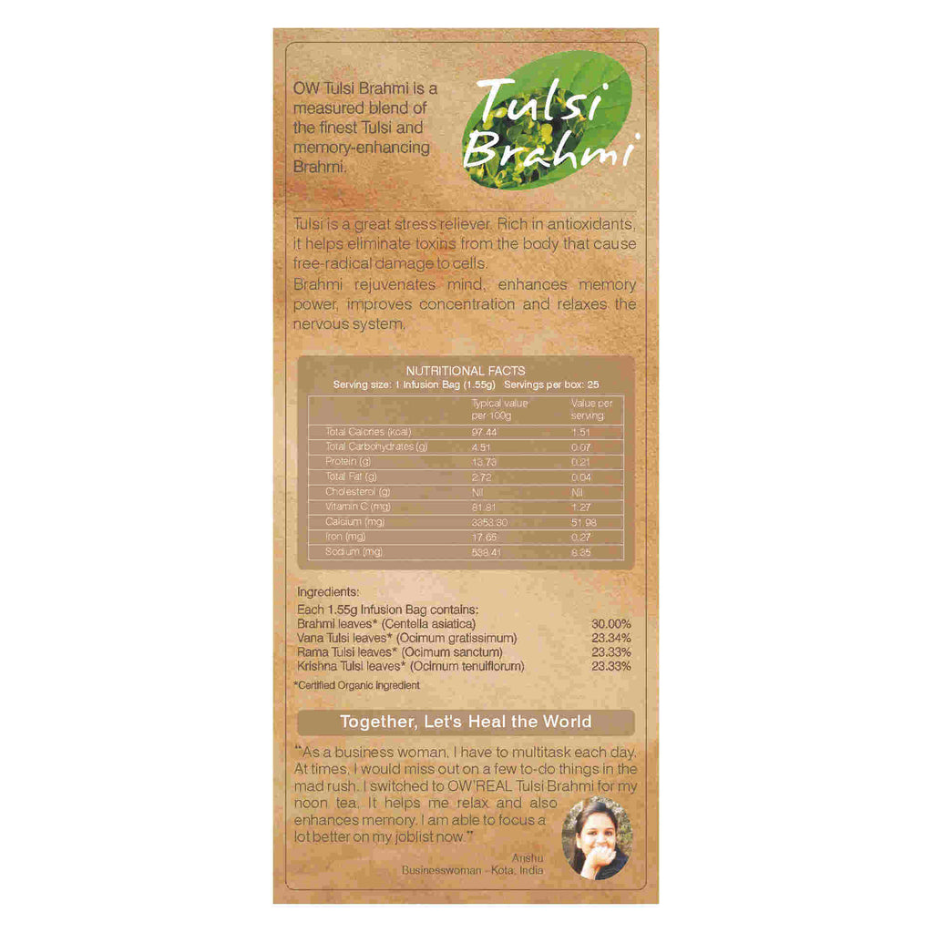 Organic Wellness Tulsi Brahmi Teabags | Grocsy