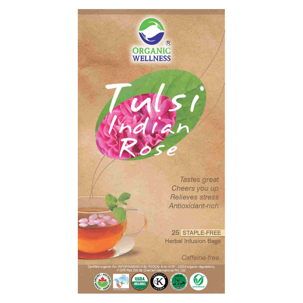 Organic Wellness Tulsi Indian Rose Teabags | Grocsy