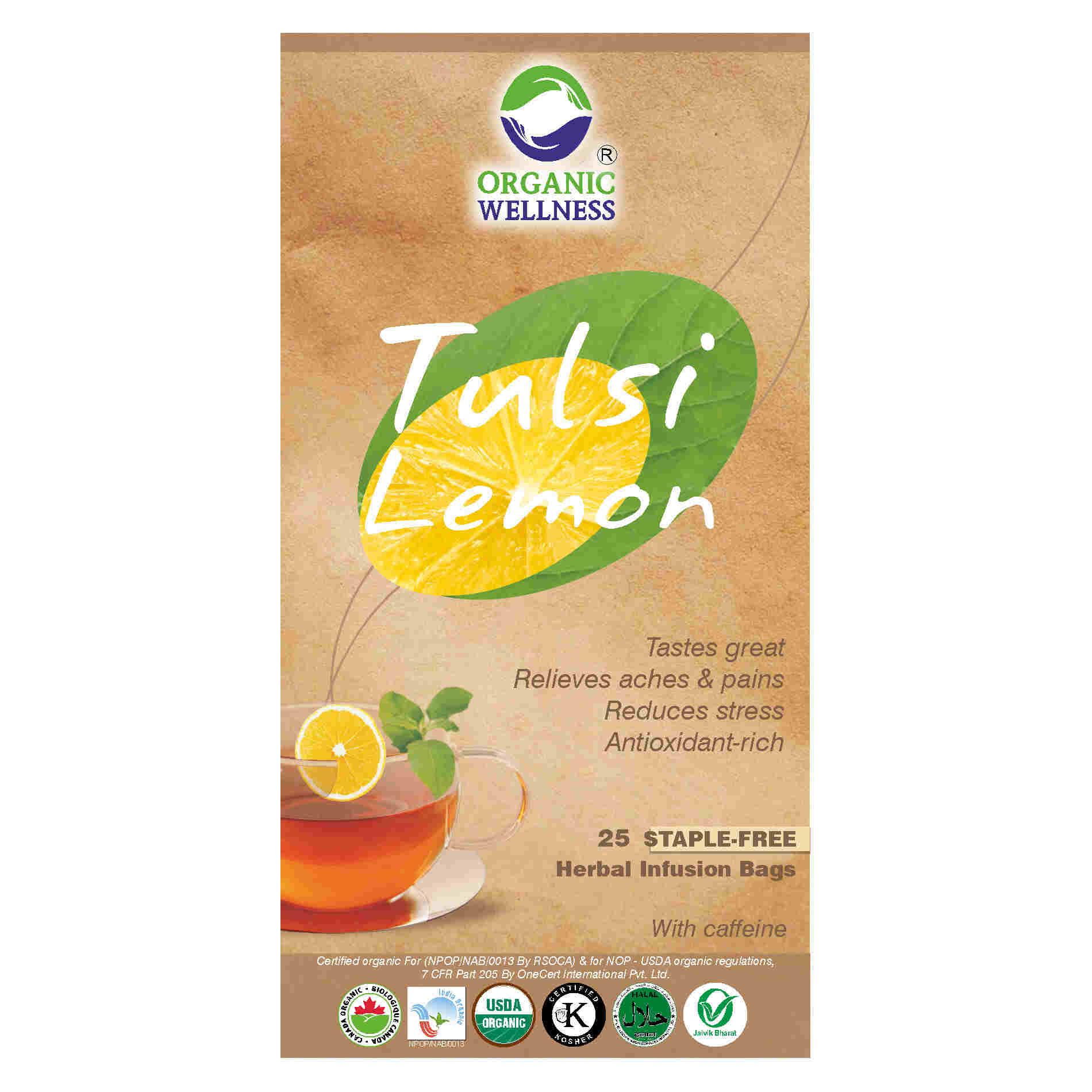 Organic Wellness Tulsi Lemon Teabags | Grocsy