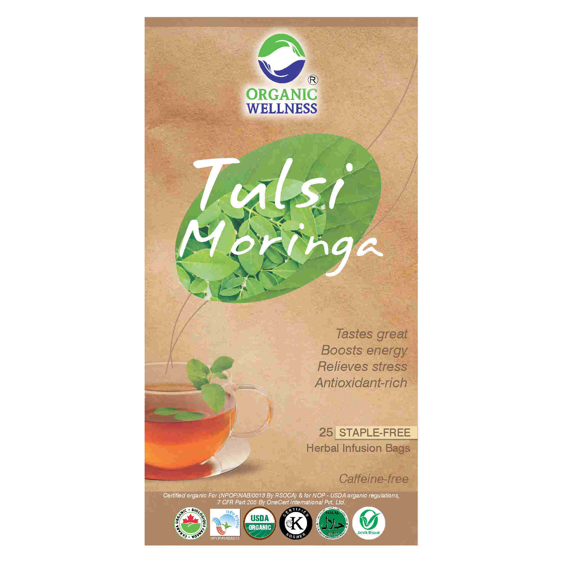 Organic Wellness Tulsi Moringa Teabags | Grocsy