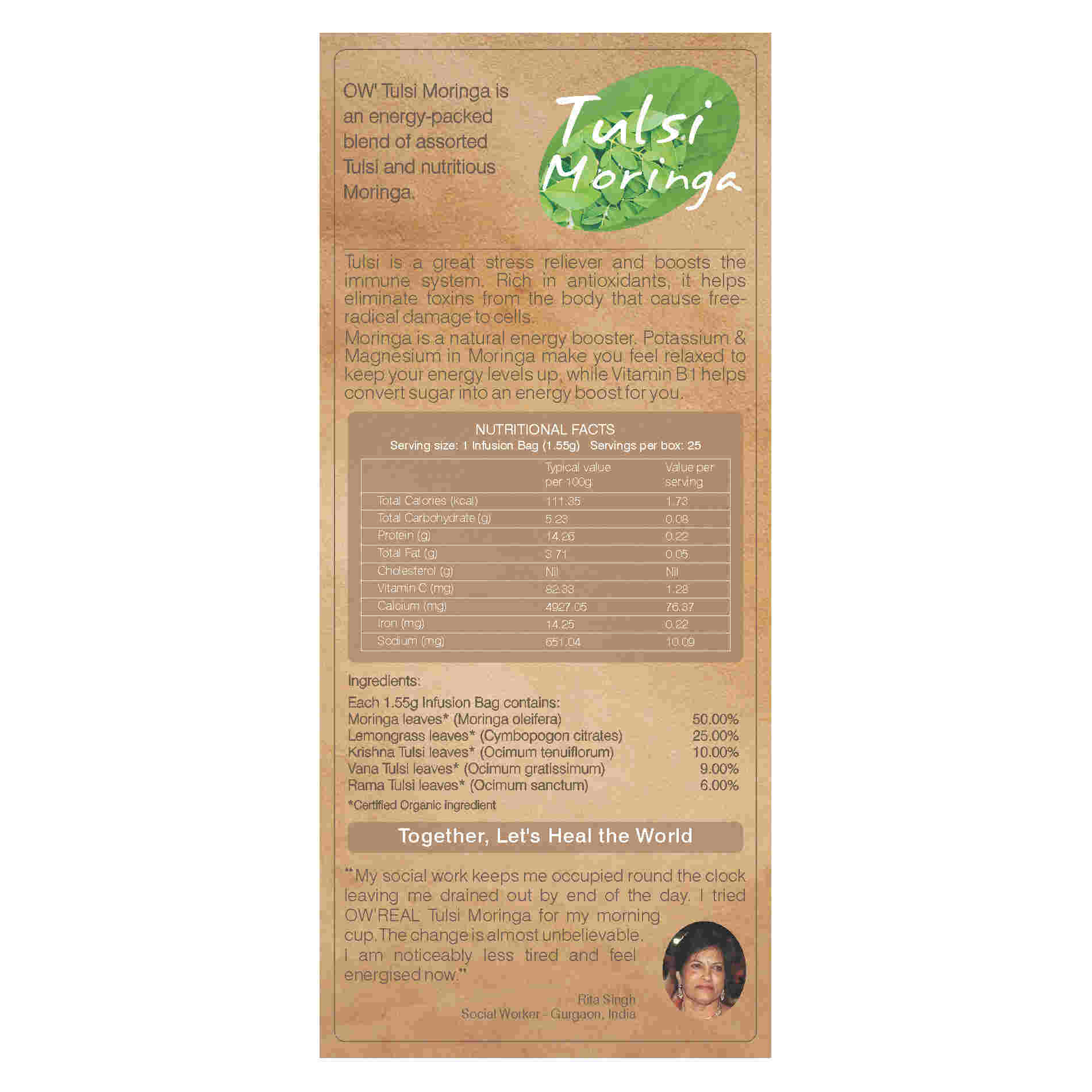 Organic Wellness Tulsi Moringa Teabags | Grocsy