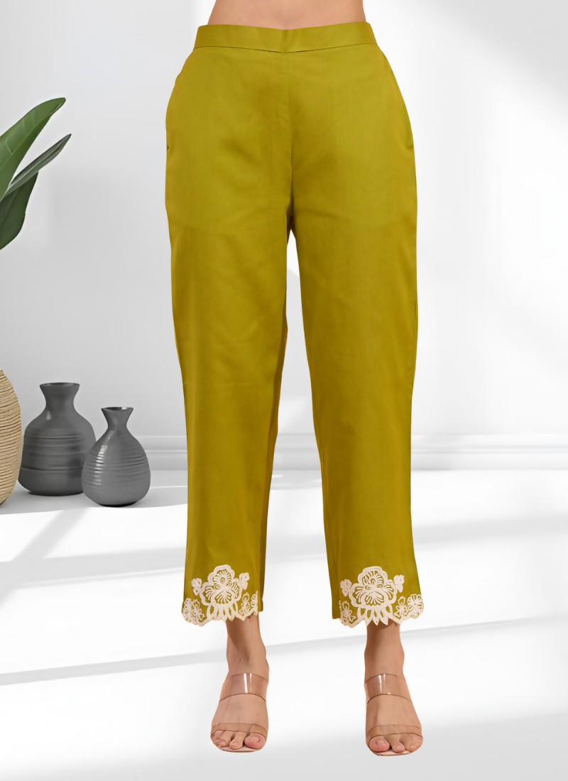 Joban Fashion Green Cotton, Linen Embroidered Readymade Cord Set | Grocsy