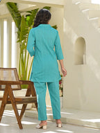 Yufta Turquoise Blue Co-Ord Set | Grocsy