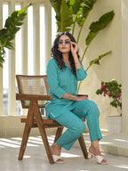 Yufta Turquoise Blue Co-Ord Set | Grocsy