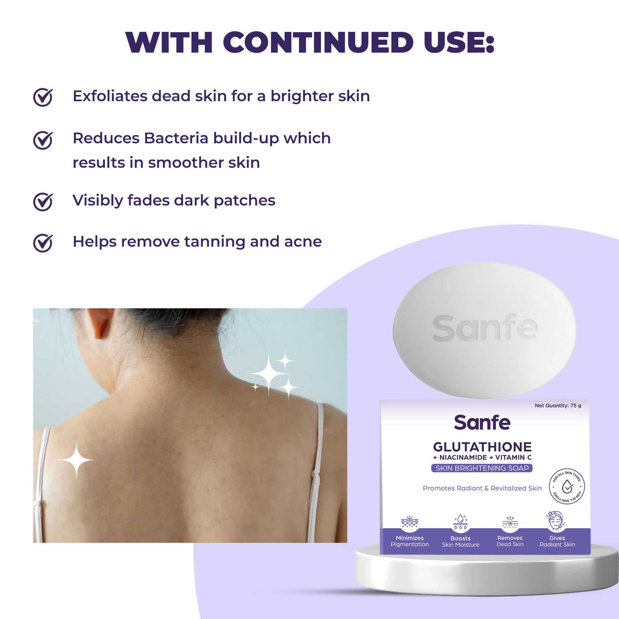 Sanfe Glutathione + Niacinamide + Vitamin C Brightening Soap | Grocsy
