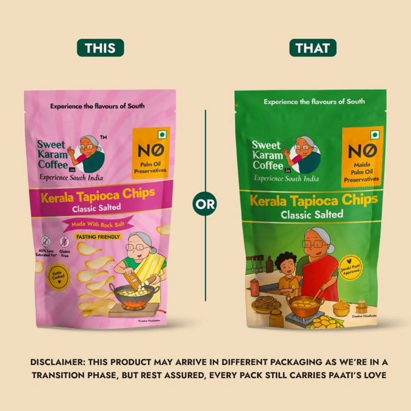 Sweet Karam Coffee Kerala Tapioca Chips - Rock Salt (Fasting Special) | Grocsy