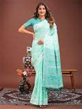 Shree Shyam Fashion Anaya Sea Green Linen Cotton Saree | Grocsy