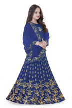Dwiden Royal Blue Baby Doll Tafetta Sattin Semi-Stitched Girl's Lehenga Choli | Grocsy