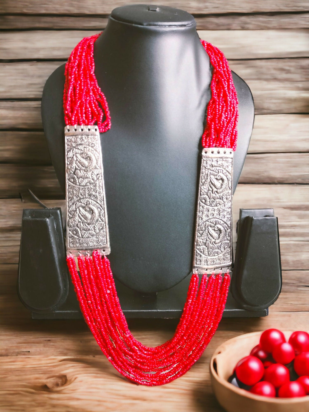 Inhanns Saree Shobha Statement Necklace - Red | Grocsy