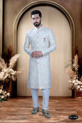 Joban Fashion Men's White Base Silk Kurta with Pyjama | Grocsy