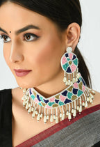 Mominos Fashion Johar Kamal Handicraft Multi Pearls Necklace with Earrings For Women | Grocsy