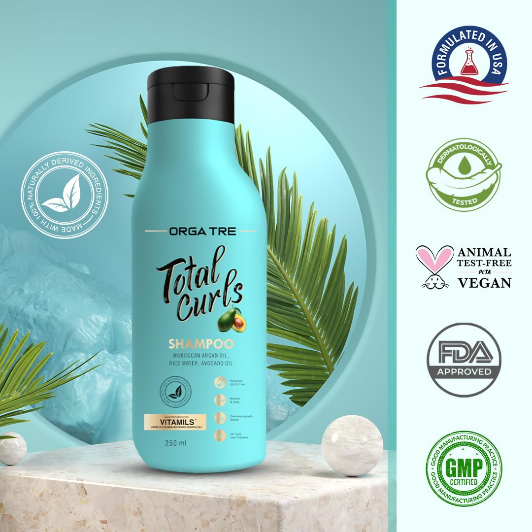 Orgatre Total Curls Shampoo With Rice Water, Argan Oil For Curly Hairs | Grocsy