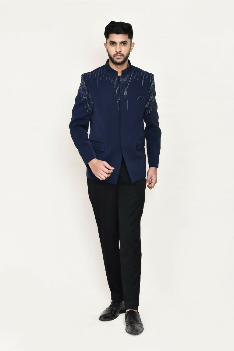 Joban Fashion Blue Colored Terry Rayon Fabric Prince Coat With Pant | Grocsy