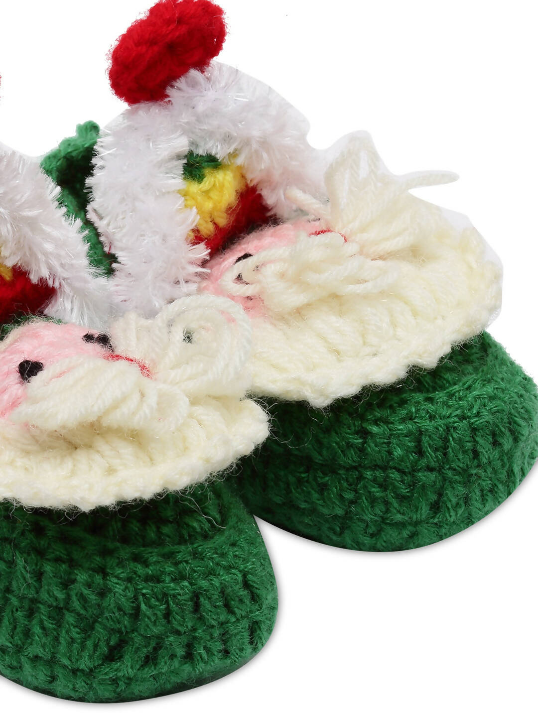 Chutput Kids Woollen Hand Knitted Cartoon Detailed Booties - Green | Grocsy