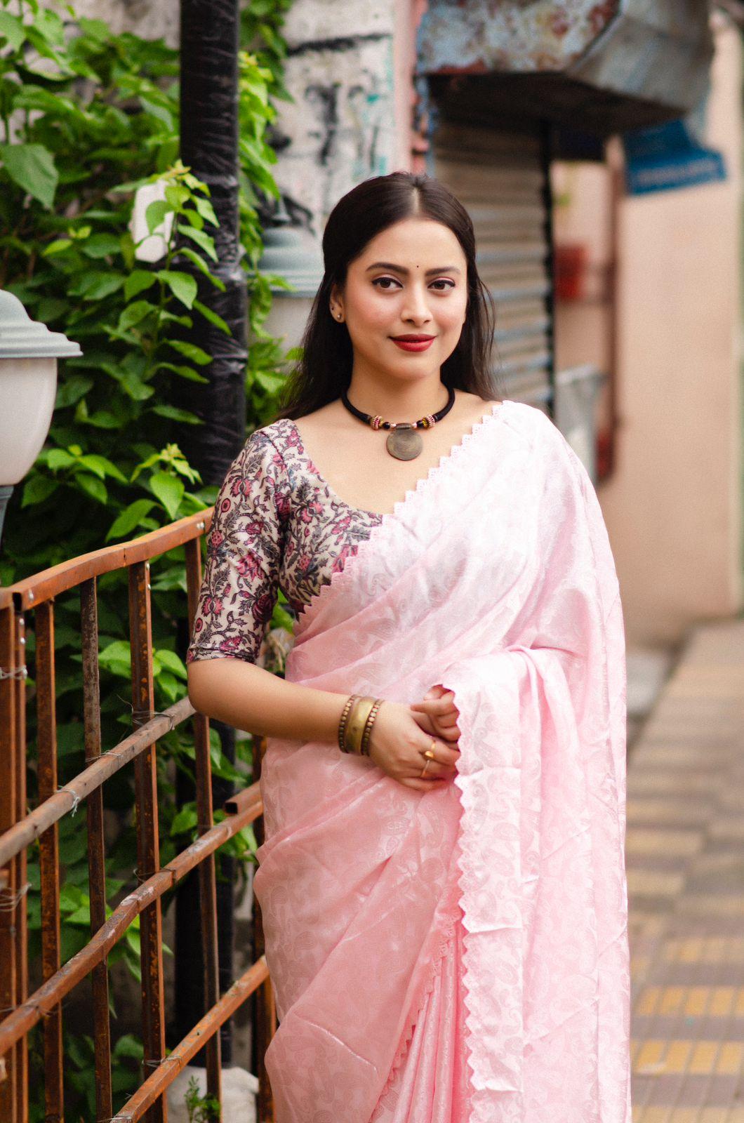 Pink Poly Silk Ethnic Motifs Saree with Unstitched Blouse - A2M | Grocsy