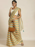 Green Organza Printed Saree With Blouse Piece - Nivaa | Grocsy