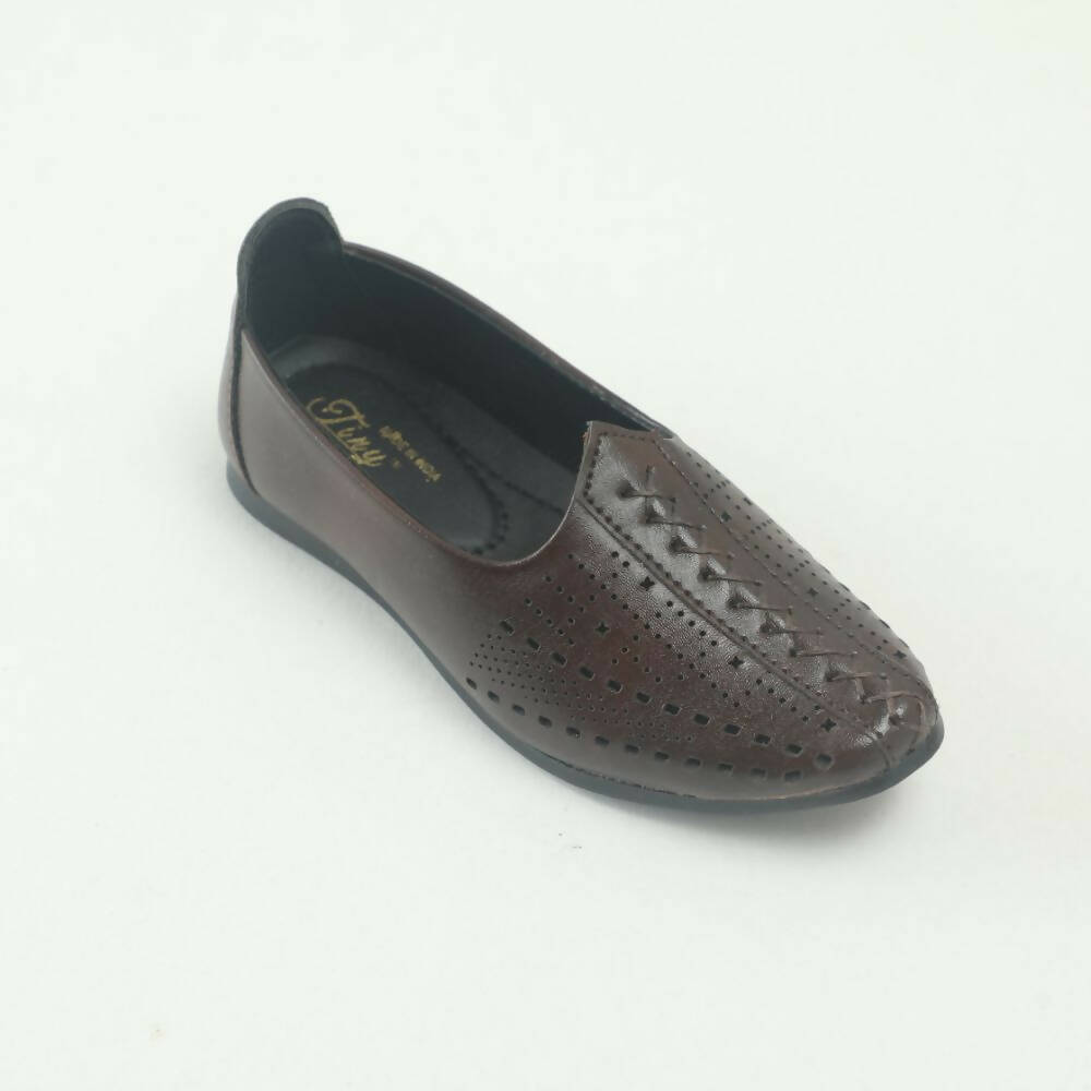 Tiny Bugs Boys Party & Ethnic Wear Mojari - Dark Brown | Grocsy
