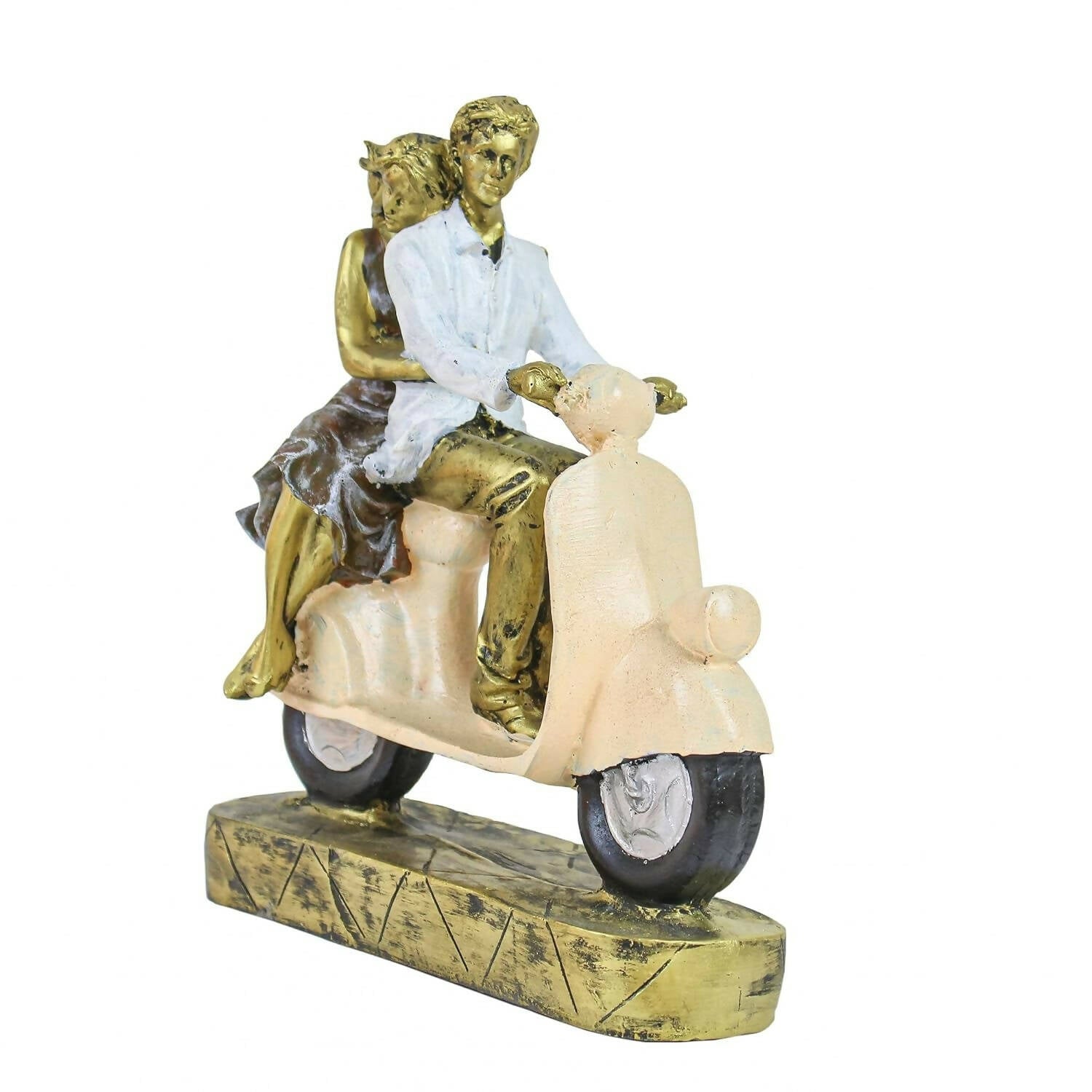 Tied Ribbons Romantic Love Couple On Scooter Showpiece Statue Decorative Items For Home | Grocsy