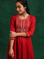 Sangria Embroidered Ethnic Anarkali Kurta | Grocsy