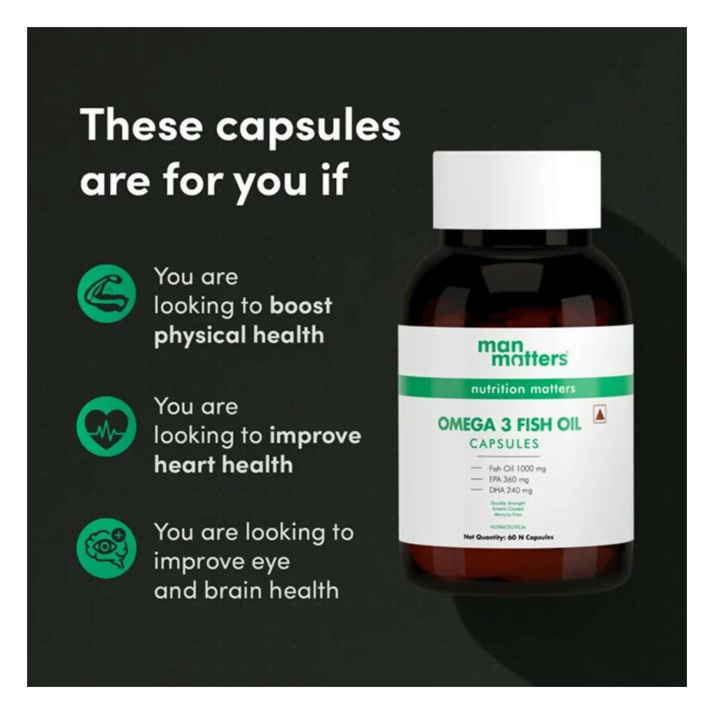 Man Matters Double Strength Omega 3 Fish Oil Softgel Capsules | Grocsy