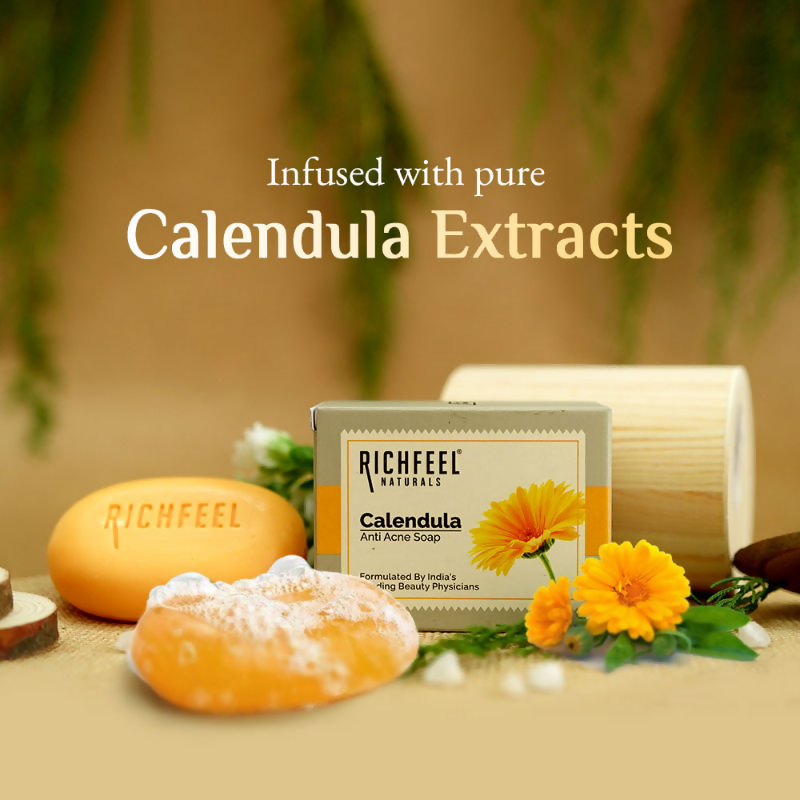 Richfeel Calendula Anti-Acne Soap Fights Pimples | Grocsy