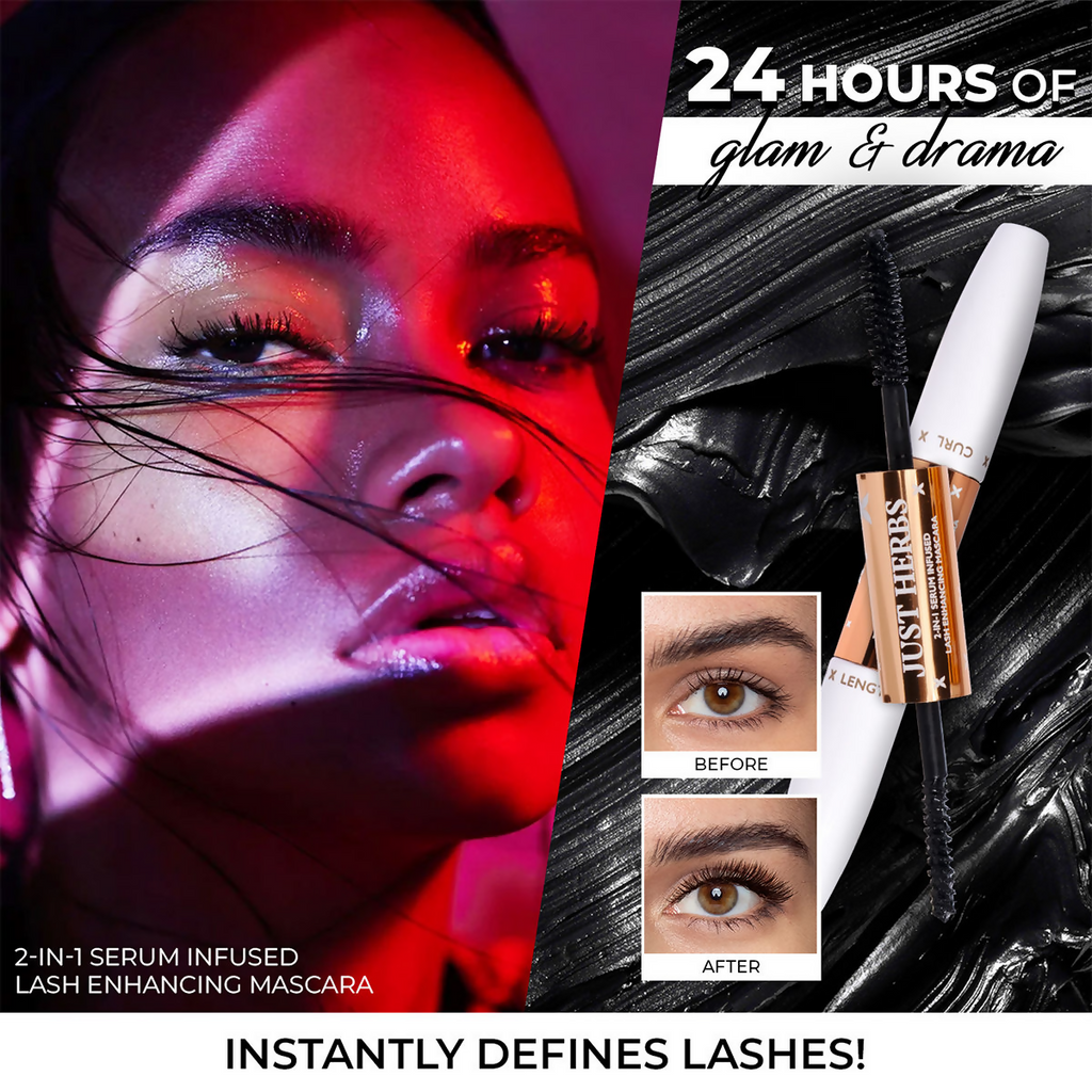 Just Herbs 2-in-1 Serum Infused Lash Enhancing Mascara | Grocsy