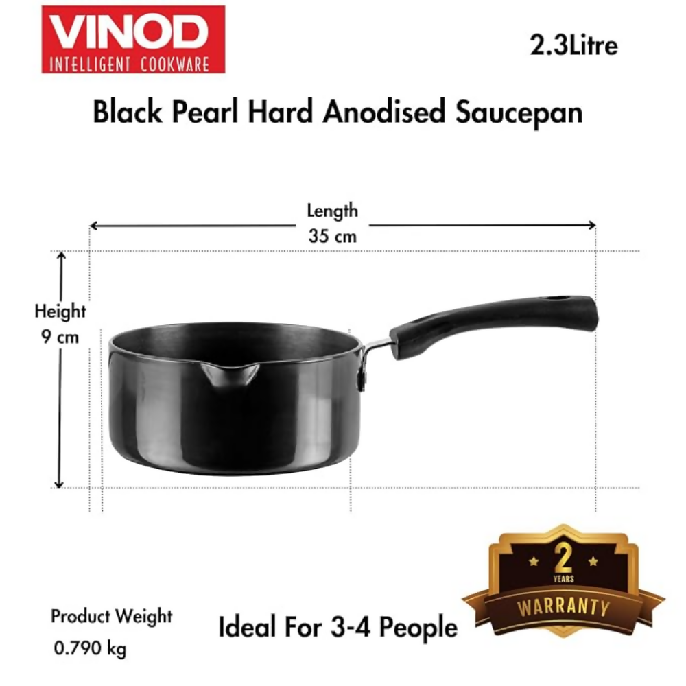 Vinod Black Pearl Hard Anodised Saucepan | Grocsy