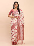 Shree Shyam Fashion Linen Cotton Maroon Saree | Grocsy