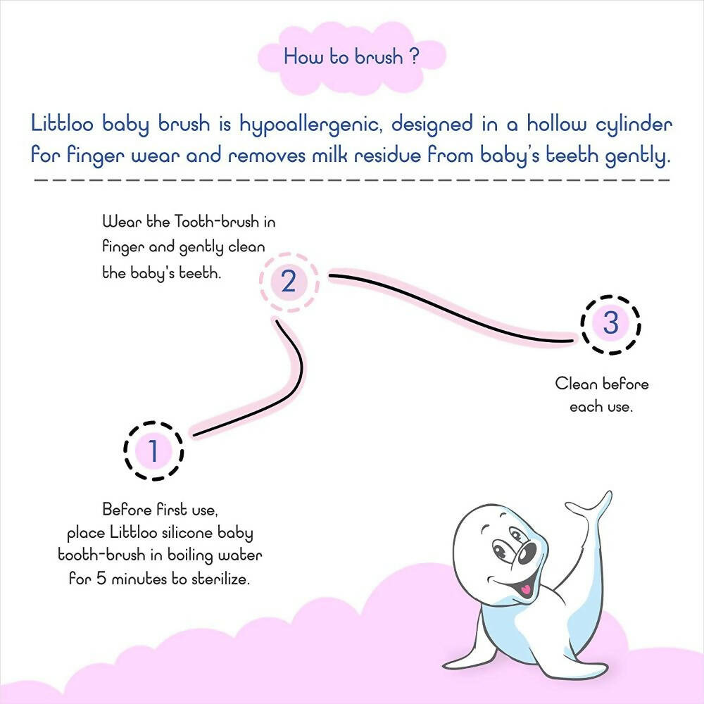 Littloo Baby Finger Toothbrush Reusable Silicon Made | Grocsy