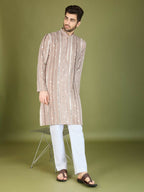 Vastranavya Ivory Exclusive Festival Wear Pure Viscose Rayon Sequence & Foil Mirror Heavy Embroidered Work Kurta | Grocsy